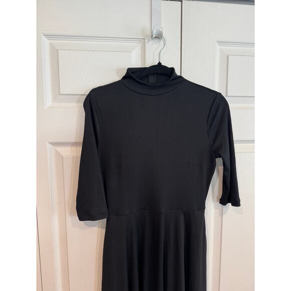 New Unique Vintage 50s Black Turtleneck Fit & Flare Retro Mod Dress Sm - Picture 5 of 8
